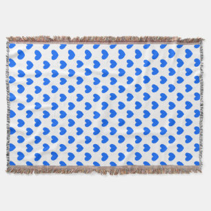 Couverture Coeurs polka bleu sur blanc