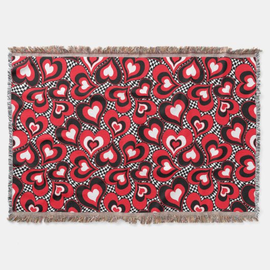 Couverture Coeurs, rouge, noir, blanc, Saint Valentin. (Devant)