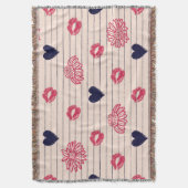 Couverture Coeurs rouges, lèvres, marguerites motif. (devant Vertical)