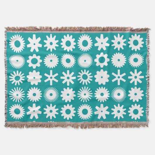 Couverture Cogs - Blanc sur Turquoise Profond (Devant)