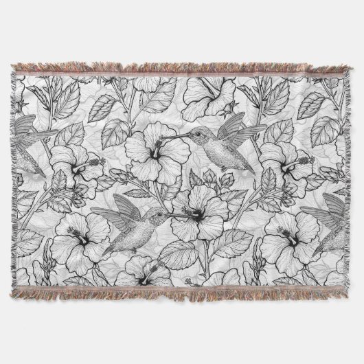 Couverture Colibris et fleurs d'hibiscus b&w (Devant)