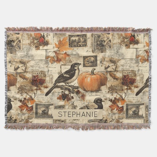 Couverture Collage Ephémère d'automne vintage | Oiseaux rusti (Devant)