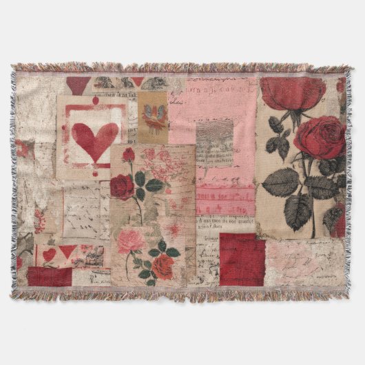 Couverture Collage Romantique Vintage Rose (1) (Devant)