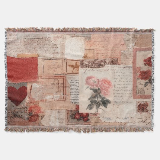 Couverture Collage Romantique Vintage Rose (2) (Devant)