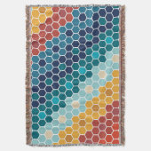 Couverture Coloré Retro Mosaïque Florale Motif Hexagon (devant Vertical)