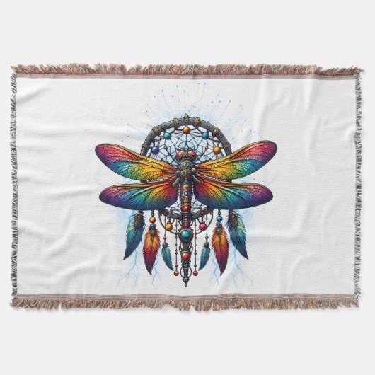 Couverture Colorful Psychedelic Dragonfly Dreamcatcher Boho (Devant)