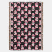 Couverture Conception de chats Kitty roses sur fond noir (devant Vertical)