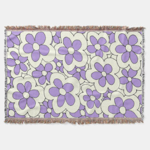 Couverture Conception de fleurs mauve et crème dessinée à la 