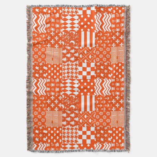 Couverture Conception de Patchwork Motif mixte orange blanc (devant Vertical)