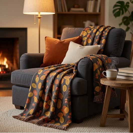 Couverture confortable d'automne avec feuilles et
