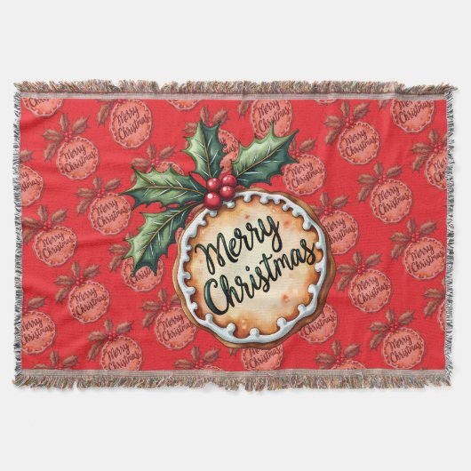 Couverture Cookie de Noël avec des baies de houx rouges (Devant)