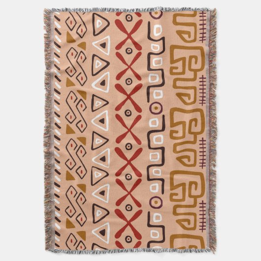 Couverture Cool artisanal fait main motif Aztec Rose brun (devant Vertical)