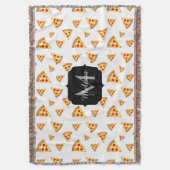Couverture Cool et fun pizza tranches motif Monogram blanc (devant Vertical)