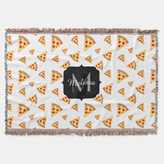 Couverture Cool et fun pizza tranches motif Monogram blanc (Devant)