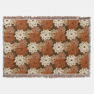 Couverture Copie florale moderne de kimono, brun foncé et Tan
