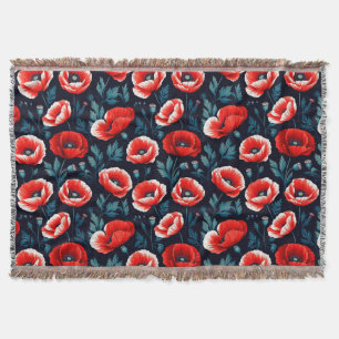 Couverture Coquelicots rouges avec feuillage vert