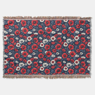 Couverture Coquelicots rouges et blancs vibrants
