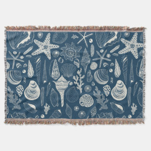 Couverture Coques de mer sur bleu foncé