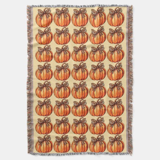 Couverture Coquette Bow Leopard Citrouille Thanksgiving Russe (devant Vertical)
