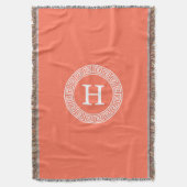 Couverture Corail Blanc Grille Clé grecque Cadre initial Mono (devant Vertical)