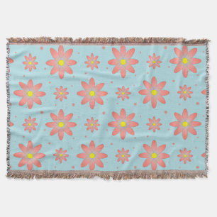 Couverture Corail rose et poudres bleu délicat marguerite fle