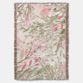 Couverture Corail rose pâle forêt vert aquarelle florale (devant Vertical)