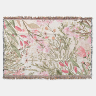 Couverture Corail rose pâle forêt vert aquarelle florale