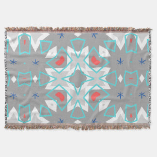 Couverture Coral Gray Mandala Pattern | Geometric Floral Boho