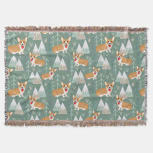 Couverture Corgis dans le Motif forestier des montagnes