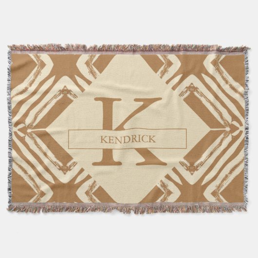 Couverture Cosy Caramel Géométrique Monogramme Accent (Devant)