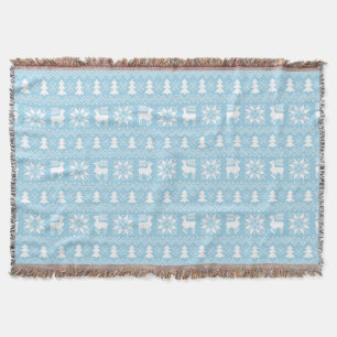 Couverture Cosy hiver Noël inspiré Motif bleu