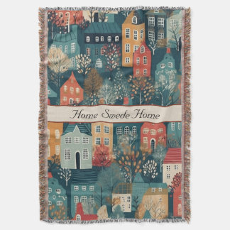 Couverture Cosy Hygge Village Nordic Folk Art, personnalisé