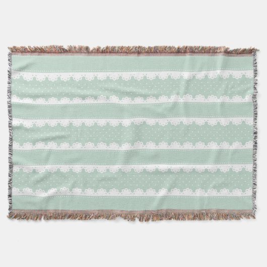 Couverture Cosy Mint Green & White Lace Motif rayé (Devant)