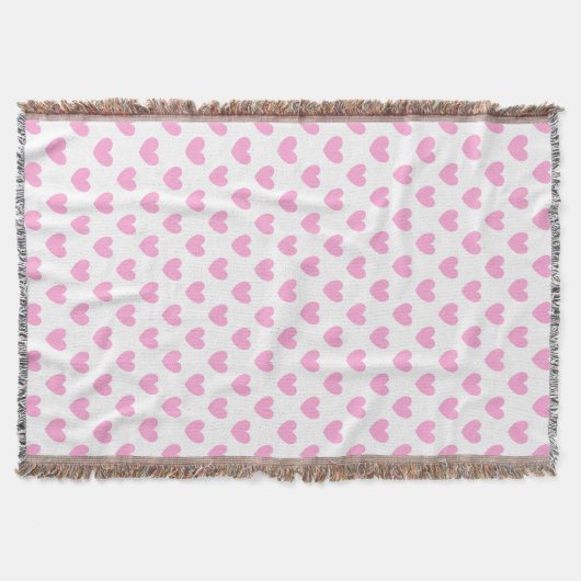 Couverture Coton Candy Pink coeurs sur blanc (Devant)