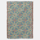 Couverture Coton Lance Blanche avec frange, design Medallion (devant Vertical)