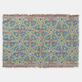 Couverture Coton Lance Blanche avec frange, design Medallion (Devant)