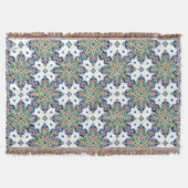 Couverture Coton Lance Blanche avec frange, design Medallion (Devant)