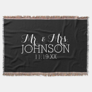 Couverture Couleur Solide Noir Mr & Mrs Wedding Favors