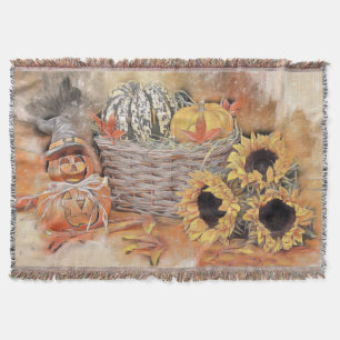 Couverture Couleurs de chute vintage citrouilles de chute aqu