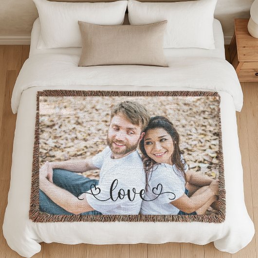 Couverture Couple Love Modern Anniversary Photo Woven