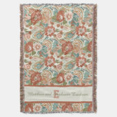 Couverture Couple Monogramme Floral Boho Terracotta (devant Vertical)