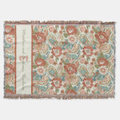 Couverture Couple Monogramme Floral Boho Terracotta (Devant)
