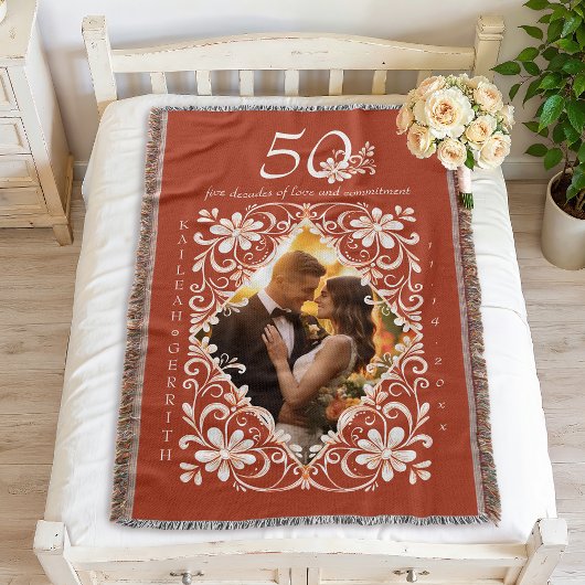 Couverture Couples romantiques Photo Rouille rouge 50 Anniver