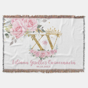 Couverture Couronne rose Florale XV QUINCEAÑERA Quince Keepsa