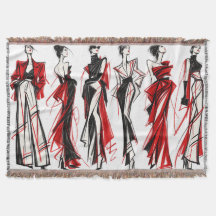 Couture Croquis de Mode Plaid Lancer Rouge Noir Ar