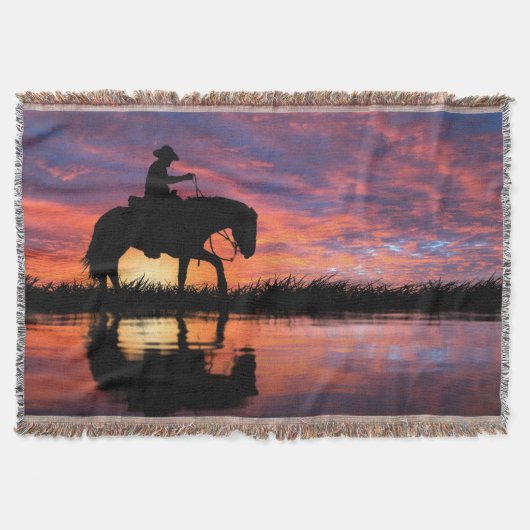 COUVERTURE COWBOY LA NUIT DU COUCHER DE SOLEIL CHEVAL (Devant)