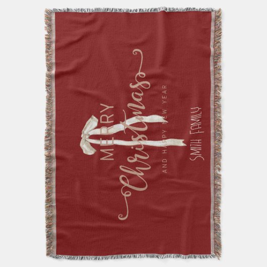 Couverture Cozy Personalized Family Name Custom Red Holiday (devant Vertical)