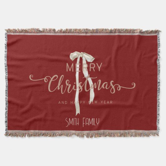 Couverture Cozy Personalized Family Name Custom Red Holiday (Devant)