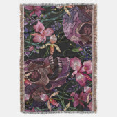 Couverture Crâne brodé : Motif gothique de l'orchidée (devant Vertical)
