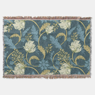 Couverture Crème et Bleu Art Nouveau Floral